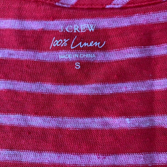 J. Crew Love Linen Front Pocket Red & Pink Stripes Short Sleeve T-Shirt, Size S - Picture 4 of 7